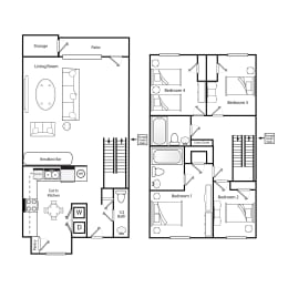 Floor Plan  D1 4 bedroom 2.5 bathroom floorplan image 3 bedroom 2.5 bathroom floorplan image at Broadwater Townhomes in Chester, VA
