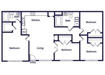 Floor Plan  four bedroom floor plan at Dayton Park Apartments in Dayton TX