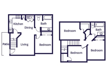 Floor Plan  four bedroom townhome floor plan at Tidwell Estates