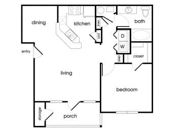Floor Plan  A1 Floorplan at Lakeside Vista Apartments in Kennesaw, GA