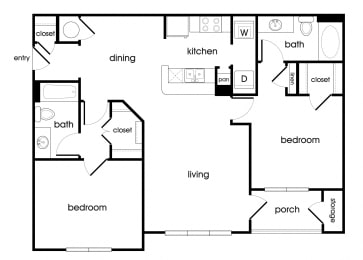 Floor Plan  B1 Floorplan at Lakeside Vista Apartments in Kennesaw, GA