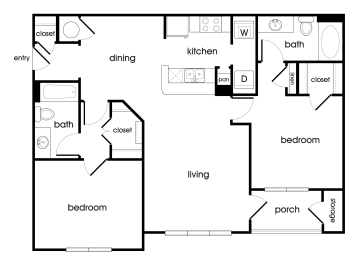 Floor Plan  Two bedroom two bathroom B1 floor plan image at Lakeside Vista