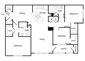 Floor Plan  C1 Floorplan at Lakeside Vista Apartments in Kennesaw, GA