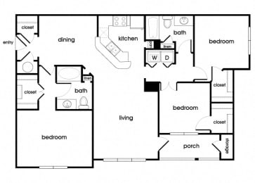 Floor Plan  C1 Floorplan at Longwood Vista Apartments in Doraville, GA
