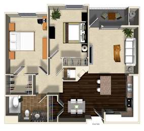Floor Plan  Kumquat floor plan at Terrena Apartment Homes in Northridge, CA