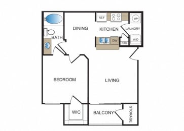Floor Plan  One bedroom floor plan image at Kensley Apartment Homes