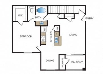 Floor Plan  One bedroom floor plan at Kensley Apartment Homes