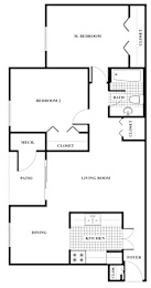 Floor Plan  Two bedroom floor plan at Parklane Apartments in Gaithersburg MD
