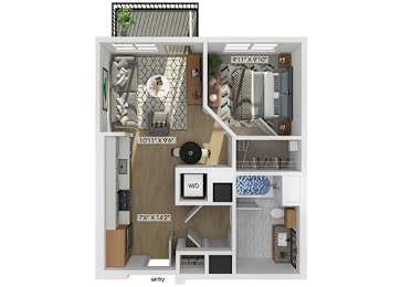 Floor Plan  Studio one bathroom floor plan image at V2 Apartments