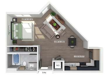 Floor Plan  Studio floor plan at The Brynn Apartments in Kirkland WA