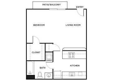 Floor Plan  Studio floor plan at Mission James Place Apartments in Austin Texas