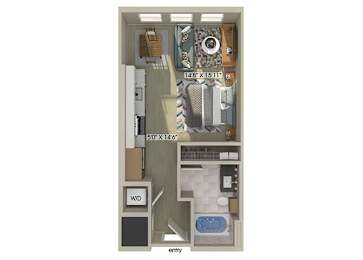 Floor Plan  Studio bedroom floor plan image at East Bend Apartments in Houston TX