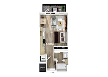 Floor Plan  Studio floor plan at Merrick on Midway Apartments in Farmers Branch TX
