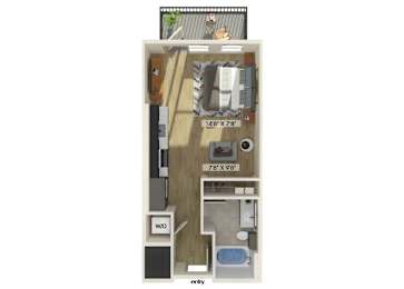 Floor Plan  Studio floor plan at Luca Apartments in Austin TX
