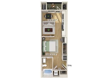 Floor Plan  Studio floor plan at Olivean Apartments in Broomfield CO