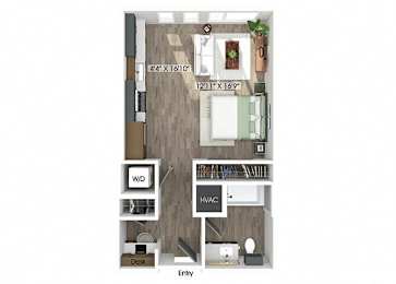 Floor Plan  Studio floor plan at The Edley in Atlanta GA