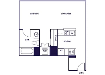 Floor Plan  Studio one bathroom Floorplan Image