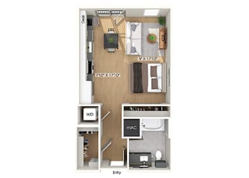 Floor Plan  Studio floor plan at Heights at 1520 Apartments in Houston TX