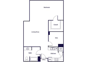 Floor Plan  Studio one bathroom Floorplan Image
