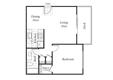 Floor Plan  One bedroom one bathroom A1 floorplan at Timberleaf Apartments in Lakewood, CO