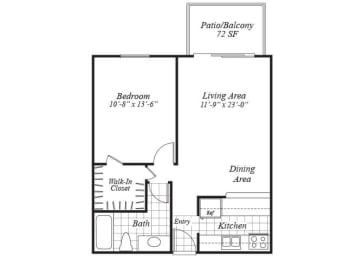 Floor Plan  one bedroom floor plan at Turnleaf Apartments