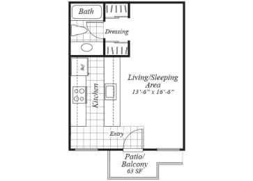 Floor Plan  studio floor plan at turnleaf apartments
