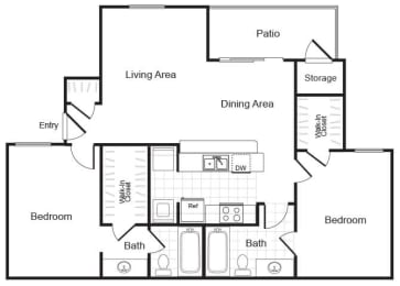 Floor Plan  two bedroom floor plan at Valley Ridge