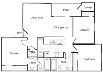 Floor Plan  two bedroom floor plan at Valley Ridge
