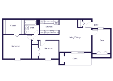 Floor Plan  Two bedroom one bathroom floor plan at Wicklow square