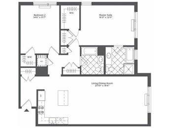 B Floor Plan at Infinity Edgewater, Edgewater, NJ