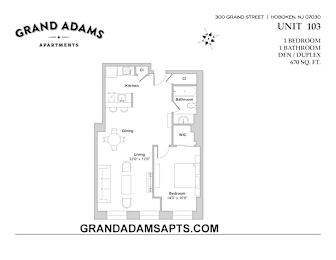 UNIT 103 at Grand Adams Apartment Owner LLC, Hoboken