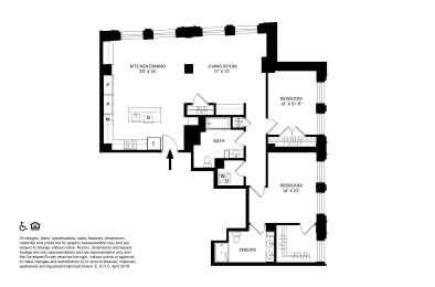 K2- Two Bedrooms Two Bathrooms Floor Plan at The Stott, Detroit, Michigan.