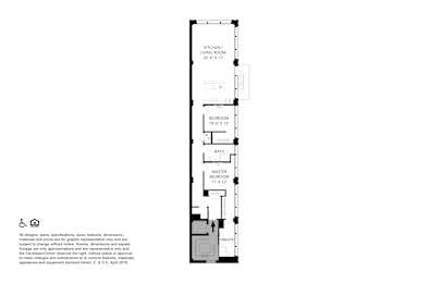 A floor plan of a kitchen with a sink, stove, and bathtub at Fourteen56, Detroit, MI, 48226