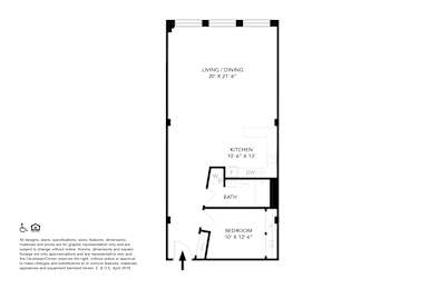 A floor plan of a living/dining area that is 20 feet by 21 feet and 6 feet.