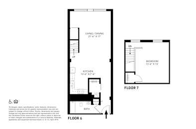 A drawing of a floor plan for a two-story apartment.