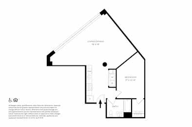 A black and white drawing of a house with a bedroom and bathroom.