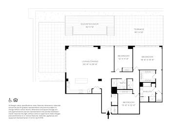 A floor plan of a house with a living room, dining room, and three bedrooms.