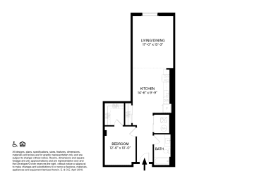 1 Bedroom 1 Bathroom I Floor p[an at The May, Cleveland, OH, 44114