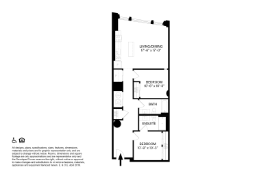2 Bedroom 2 Bathroom T3 Floor plan at The May, Cleveland, OH, 44114