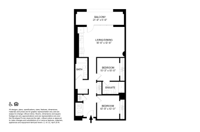 2 Bedroom 2 Bathroom U2 Floor plan at The May, Cleveland, OH, 44114