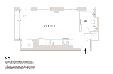 C Studio Floor Plan at Book Tower, Detroit, MI, 48226
