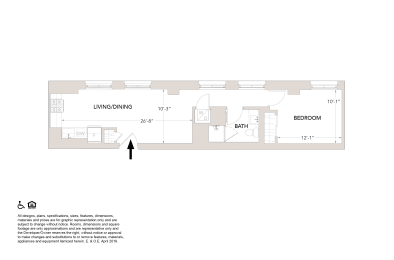 J One Bedroom Floor Plan at Book Tower, Detroit, MI, 48226