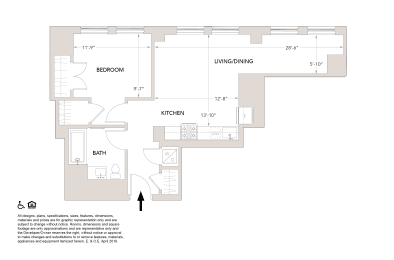 N3 One Bedroom Floor Plan at Book Tower, Detroit, MI, 48226
