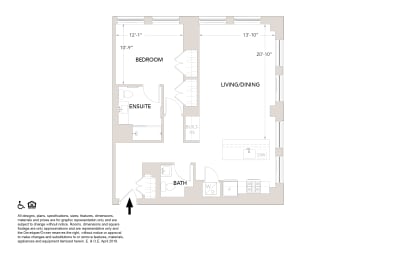 R 1 Bedroom 1.5 Bathrooms Floor Plan at Book Tower, Detroit, MI, 48226