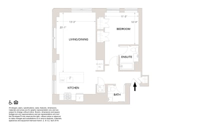 R2 One Bedroom 1.5 Bathrooms Floor Plan at Book Tower, Detroit, MI, 48226