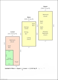 a schematic diagram of three floor plans of a building
