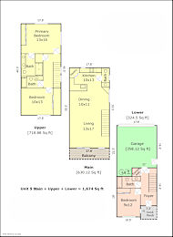 a floor plan of a house with two bedrooms and a living room