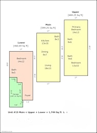 a schematic diagram of three floor plans of a building