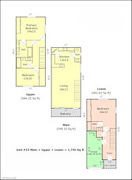 a floor plan of a house with two bedrooms and a living room