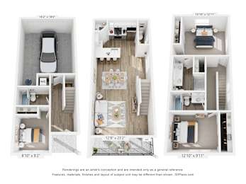 Abernathy Floor Plan at Holmes Park Townhomes, Oregon City, OR